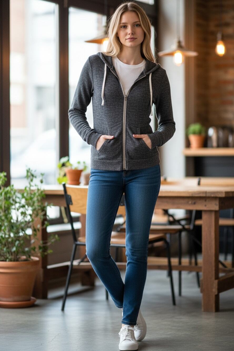 Abercrombie & Fitch Marled Gray Knit Zip Up Hooded Hoodie Sweatshirt Top Size XS